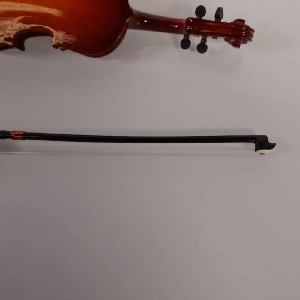 Vintage Wooden Miniature Cello Violin Musical Instrument with Case and Bow 6”